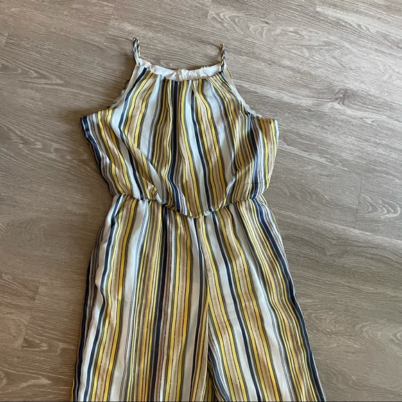 Yellow and Blue Striped Jumpsuit - Picture 2 of 10
